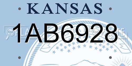 1AB6928 Kansas License Plate