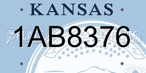 1AB8376 Kansas License Plate