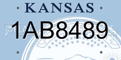 1AB8489 Kansas License Plate