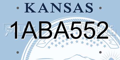 1ABA552 Kansas License Plate