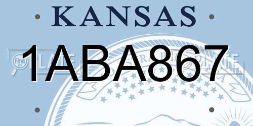 1ABA867 Kansas License Plate