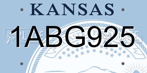 1ABG925 Kansas License Plate