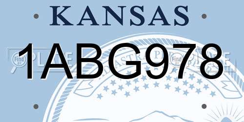 1ABG978 Kansas License Plate