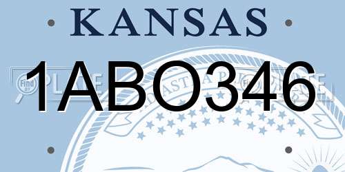 1ABO346 Kansas License Plate
