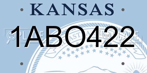 1ABO422 Kansas License Plate