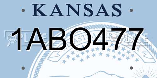 1ABO477 Kansas License Plate