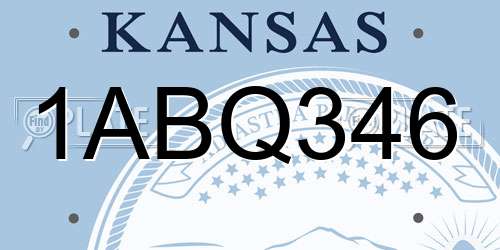 1ABQ346 Kansas License Plate
