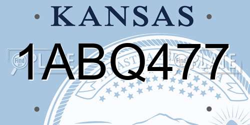 1ABQ477 Kansas License Plate