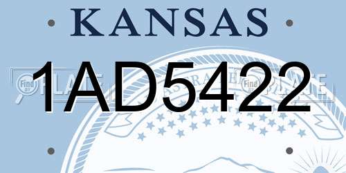 1AD5422 Kansas License Plate