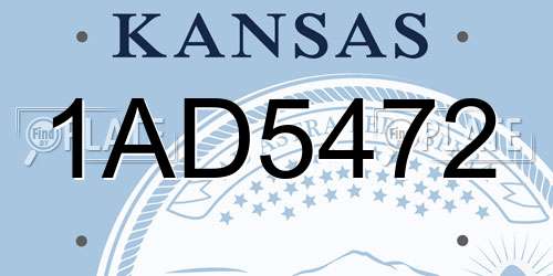 1AD5472 Kansas License Plate