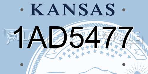1AD5477 Kansas License Plate