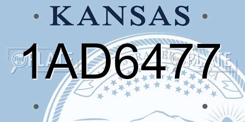 1AD6477 Kansas License Plate