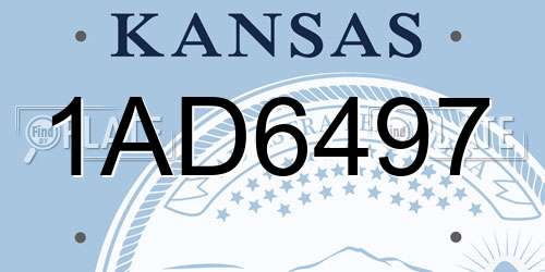 1AD6497 Kansas License Plate