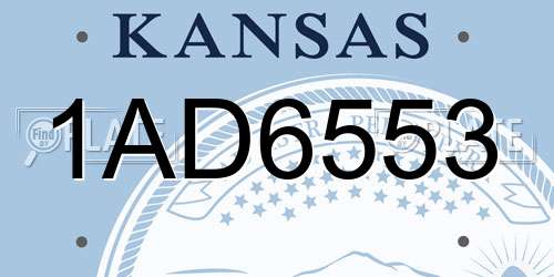 1AD6553 Kansas License Plate