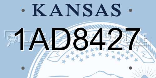 1AD8427 Kansas License Plate