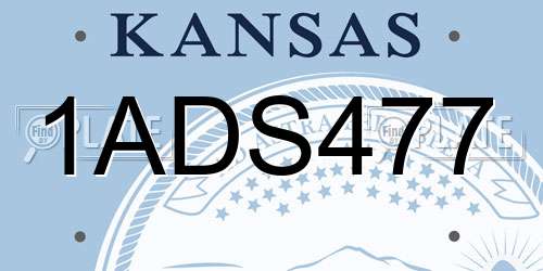 1ADS477 Kansas License Plate
