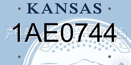 1AE0744 Kansas License Plate