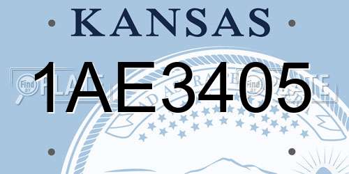 1AE3405 Kansas License Plate