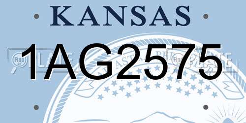 1AG2575 Kansas License Plate