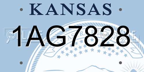 1AG7828 Kansas License Plate