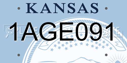 1AGE091 Kansas License Plate