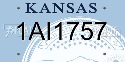 1AI1757 Kansas License Plate