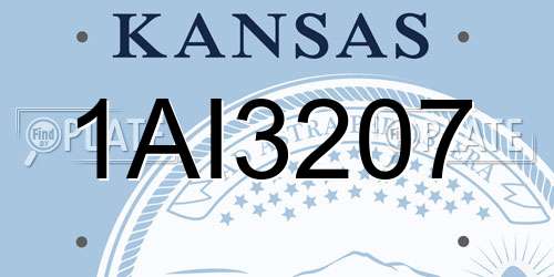 1AI3207 Kansas License Plate