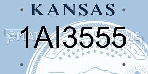 1AI3555 Kansas License Plate
