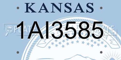 1AI3585 Kansas License Plate