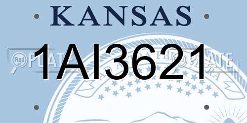 1AI3621 Kansas License Plate