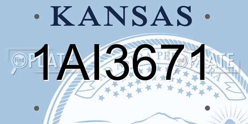 1AI3671 Kansas License Plate