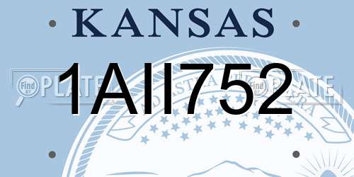 1AII752 Kansas License Plate