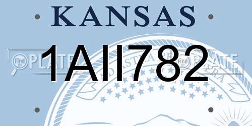 1AII782 Kansas License Plate