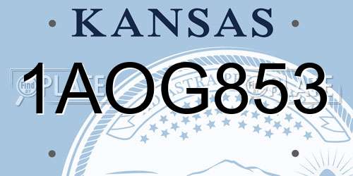 1AOG853 Kansas License Plate