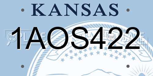 1AOS422 Kansas License Plate