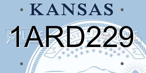 1ARD229 Kansas License Plate