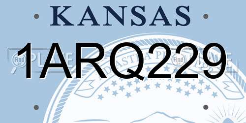 1ARQ229 Kansas License Plate