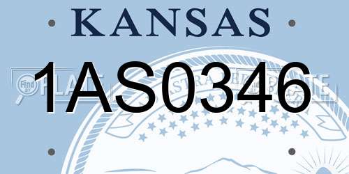1AS0346 Kansas License Plate