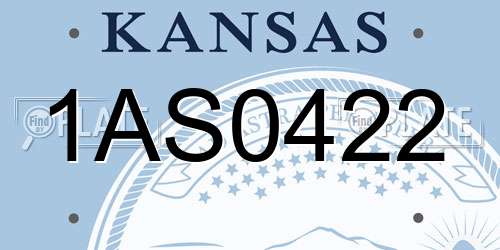 1AS0422 Kansas License Plate