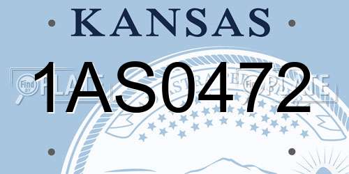 1AS0472 Kansas License Plate