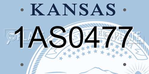 1AS0477 Kansas License Plate