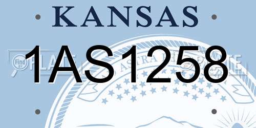 1AS1258 Kansas License Plate