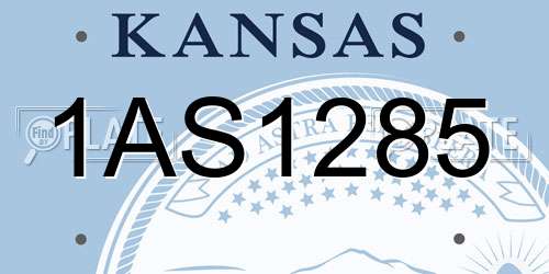 1AS1285 Kansas License Plate