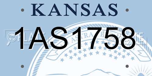 1AS1758 Kansas License Plate