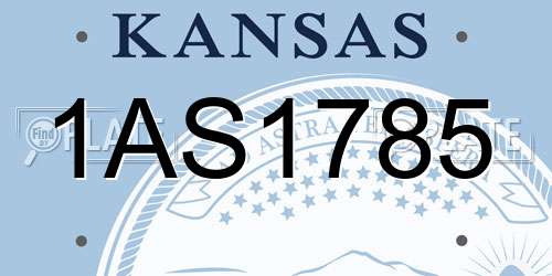 1AS1785 Kansas License Plate