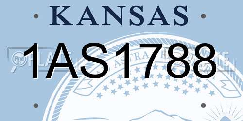 1AS1788 Kansas License Plate
