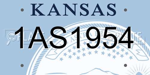 1AS1954 Kansas License Plate