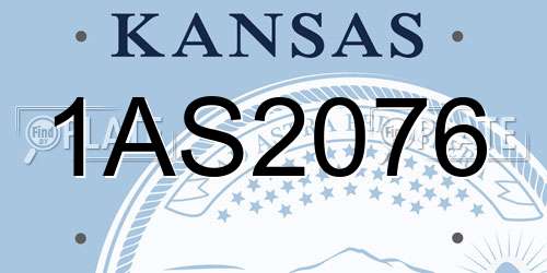 1AS2076 Kansas License Plate