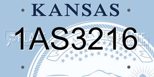 1AS3216 Kansas License Plate