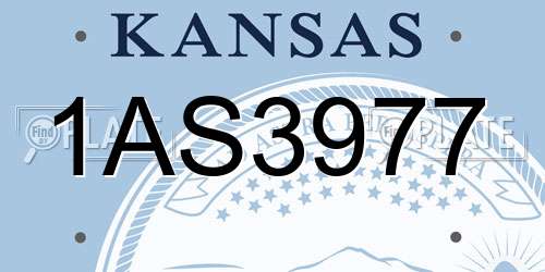 1AS3977 Kansas License Plate